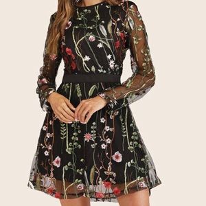 Embroidered Mesh Floral Dress